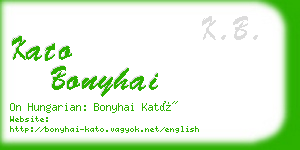 kato bonyhai business card